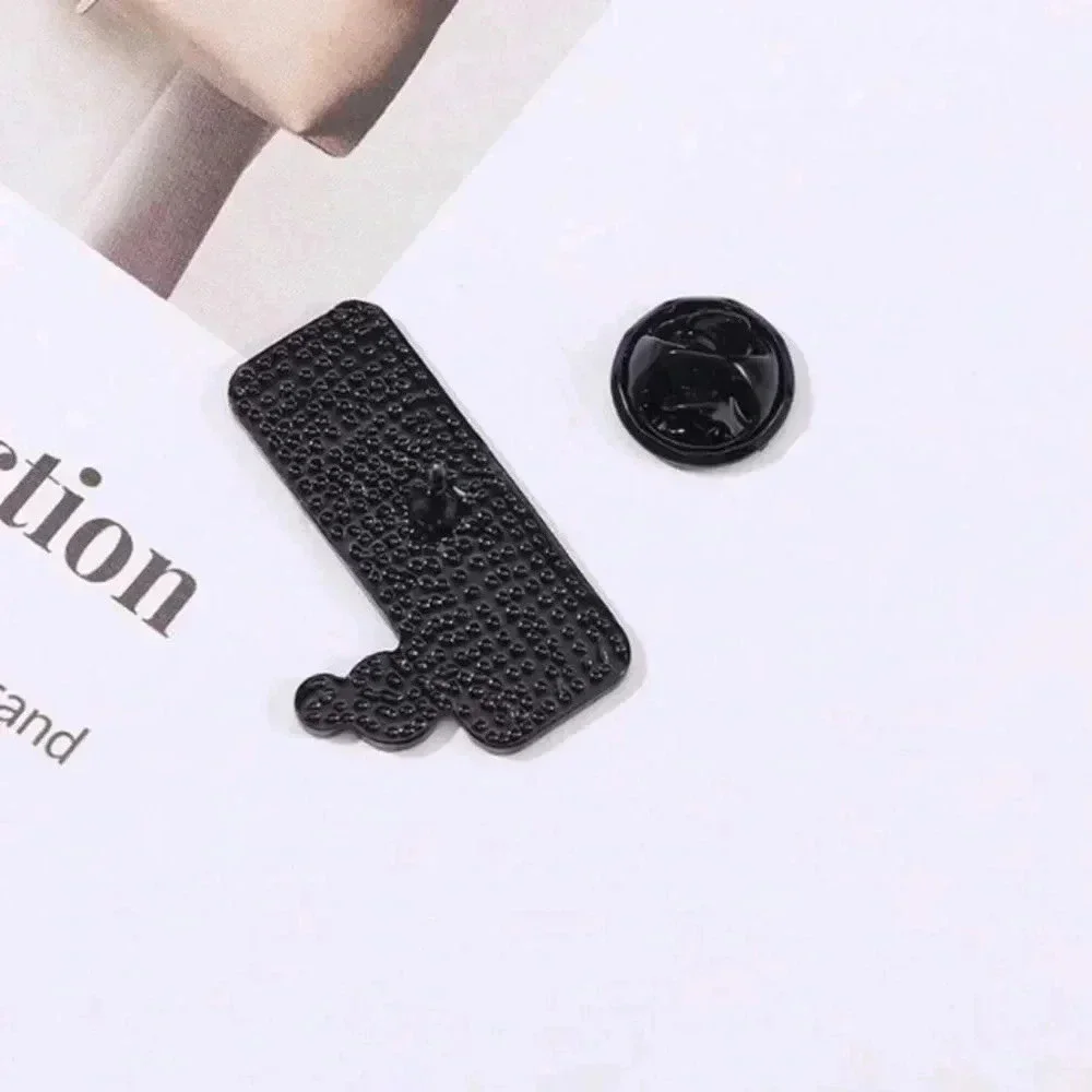 Black white speech text bubble with ew… people enamel pin bag clothes denim hat